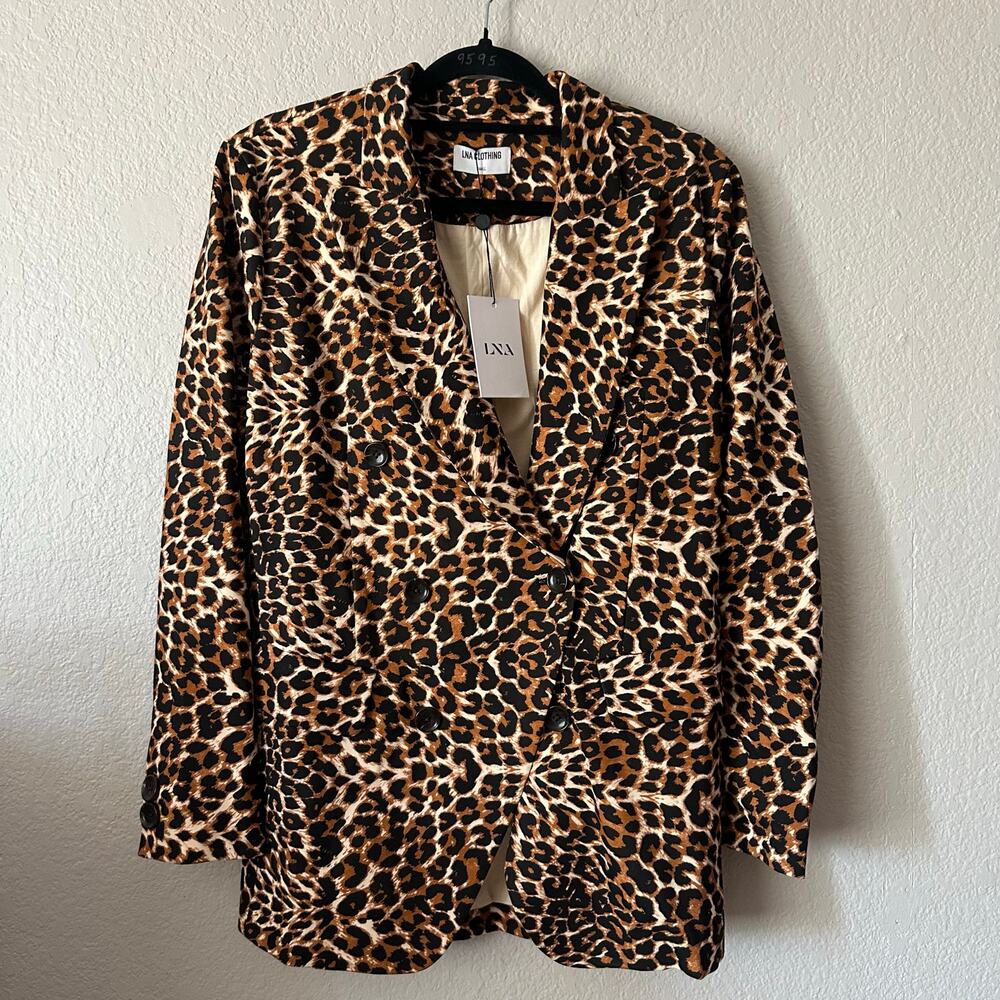 LNA Leopard Print Blazer Brown Black Size Small NWT
